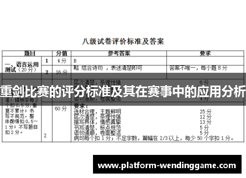 重剑比赛的评分标准及其在赛事中的应用分析 重剑比赛的评分标准及其在赛事中的应用分析