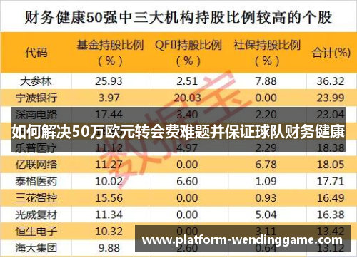 如何解决50万欧元转会费难题并保证球队财务健康 如何解决50万欧元转会费难题并保证球队财务健康